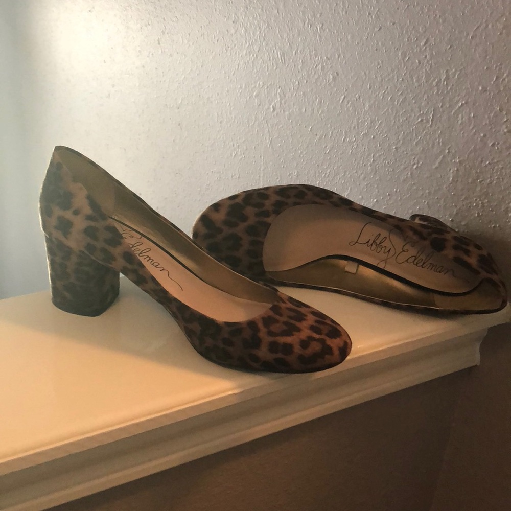 Leopard print chunky heels